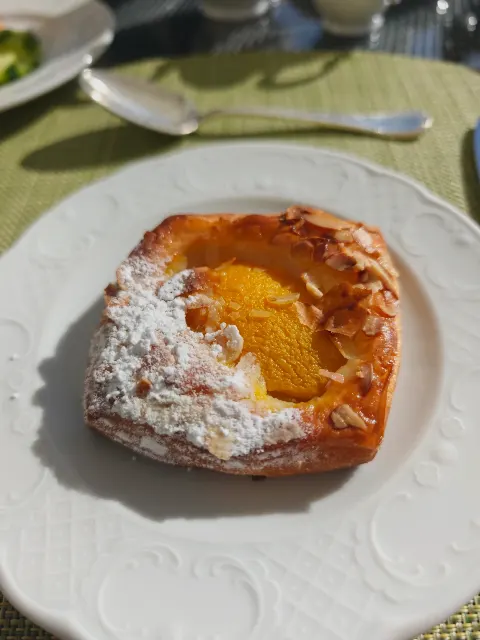 A delightfully crispy Danish pastry with juicy apricot.