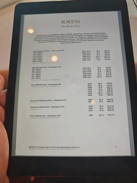 The splendid Krug selection on the wine list.