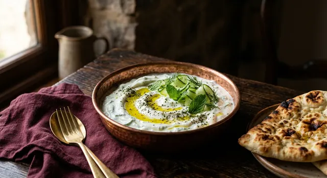 Cacik or Turkish Yoghurt Cumber Mint Dip